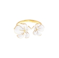 White Flower Fingerring Edelstahl Gold