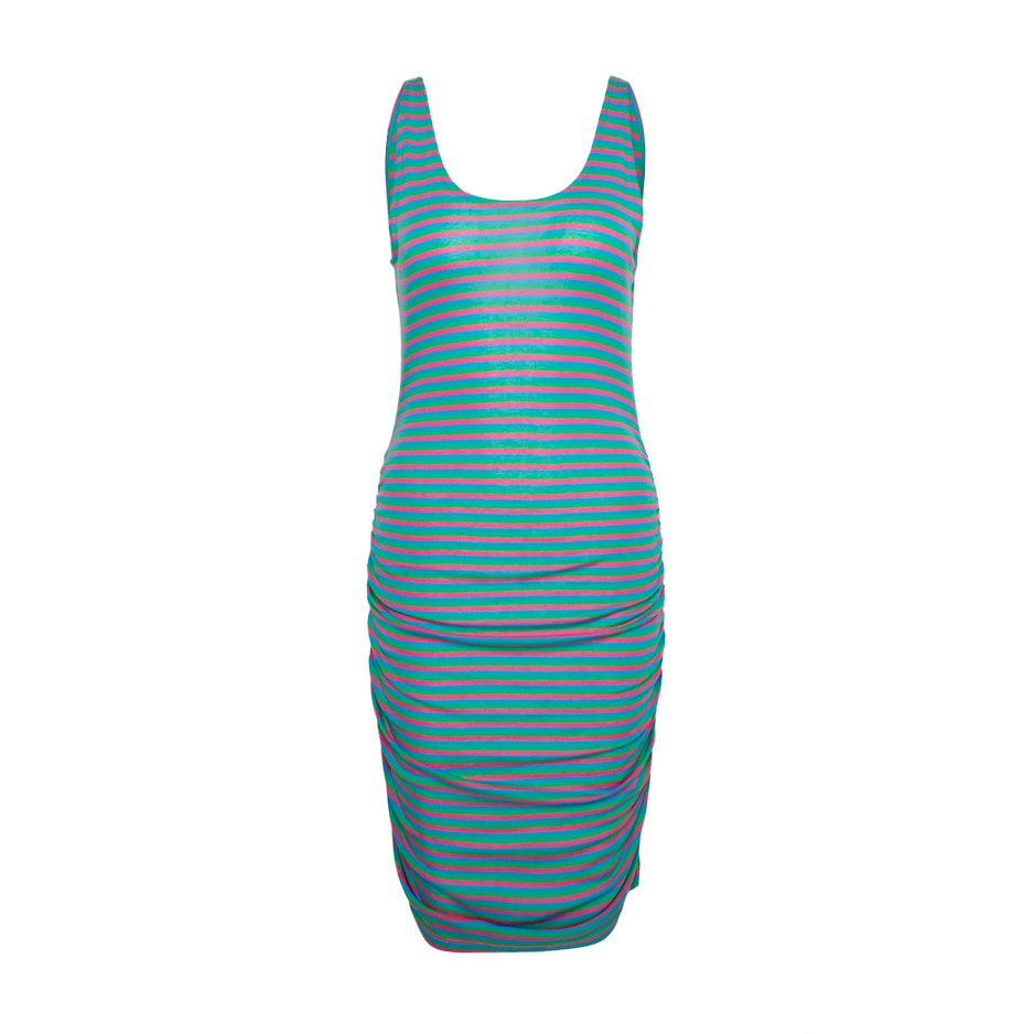 Dovile Kleid Pink Blue Green Stripe