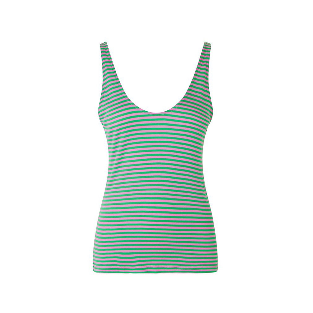 Jenna Top Pink Blue Green Stripe
