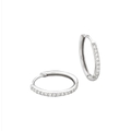 Pave Hoops Large Ohrringe White Silber