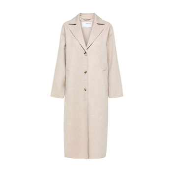 Selected Femme New Wollmantel Sandshell Melange