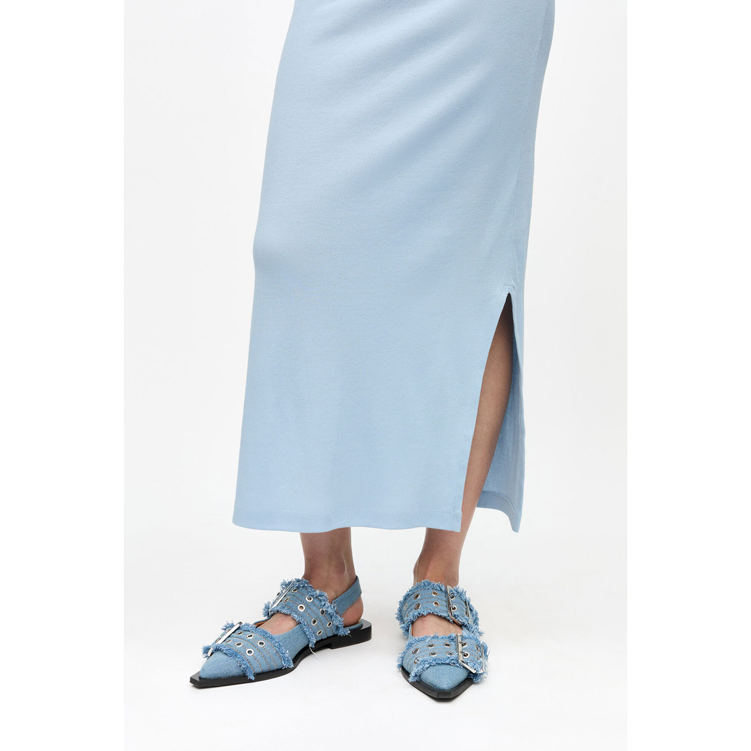 Denim Charms Buckle Ballerina Faded Denim von Ganni | onyva